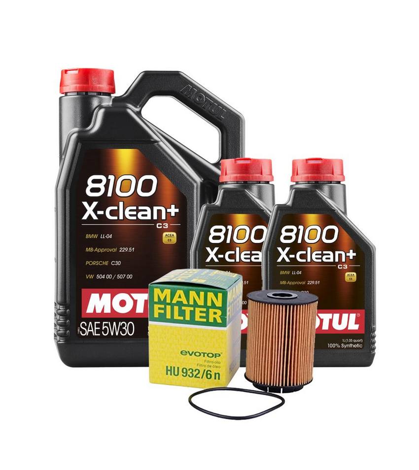 Porsche Engine Oil Change Kit - Motul 021115562A (5W-30) (X-CLEAN+ 8100)